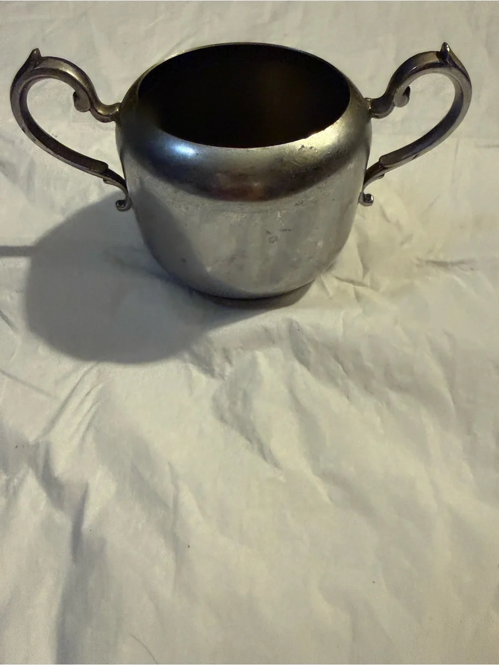Vintage Double-Handled Sugar Bowl - Silver Tone